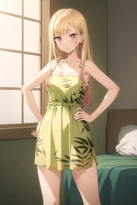 <lora:psoft_my_dress-up_darling_v1.0:1>
1girl, cowboy shot,
kitagawa marin, green dress, leaf print, sleeveless, strap slip,, masterpiece, best quality, highly detailed