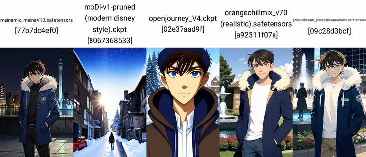 ((masterpiece)),((best quality)),ultra-detailed,illustratio,wallpaper,perfect lighting,Colorful,ultra highres,4K,photography,anime coloring, official style, 1boy, white shirt, solo, shirt, brown hair, closed mouth, short hair, blue eyes, bangs, open clothes, looking at viewer, hair between eyes, fur trim, blue coat, blue jacket, coat, jacket, open coat, pants, long sleeves, fur-trimmed coat, open jacket, standing, hood, winter clothes, hood down, casual, fur-trimmed jacket, hooded jacket,anime screencap,outdoor, street, garden,meadow,Pigeon,fountain, <lora:Kudou Shinichi:0.7>