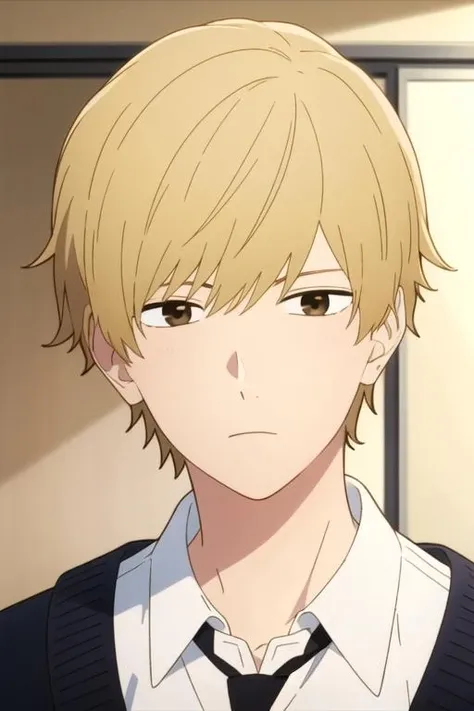 masterpiece, best quality, illustration, 1boy, solo, male focus, looking at viewer, upper body, , <lora:shun_futami:0.68>, shun_futami, blonde hair, brown eyes