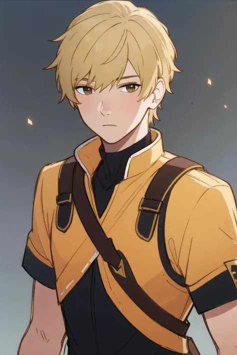 masterpiece, best quality, sketch, 1boy, solo, male focus, looking at viewer, upper body, , <lora:shun_futami:0.72>, shun_futami, blonde hair, brown eyes, ranger costume, grimdark, High resolution