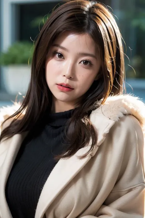 1girl,(fur coat:1.4),lipstick,(black_sweater:1.4),makeup,realistic,
best quality,masterpiece,illustration,an extremely delicate and beautiful,CG,unity,8k wallpaper,Amazing,finely detail,masterpiece,official art,extremely detailed CG unity 8k wallpaper,incredibly absurdres,huge filesize,ultra-detailed,highres,extremely detailed,beautiful detailed girl,realistic,<lora:Momo:0.8>,