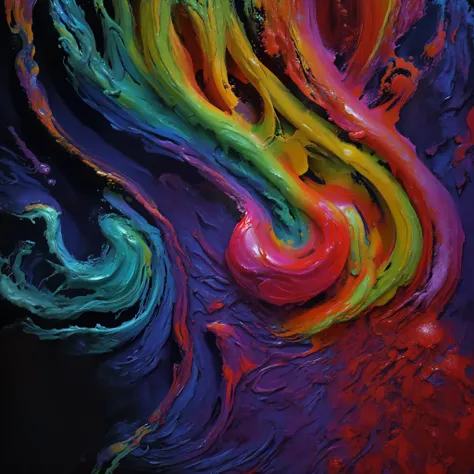 soothing tones, closeup, emulsion rainbow liquid colors oil paint, paint synthesis, (CHEMIGRAM), oil painting, oil on canvas art, abstraction, riot of colors, (art by Paul Juno:1.3), fractal, swirl