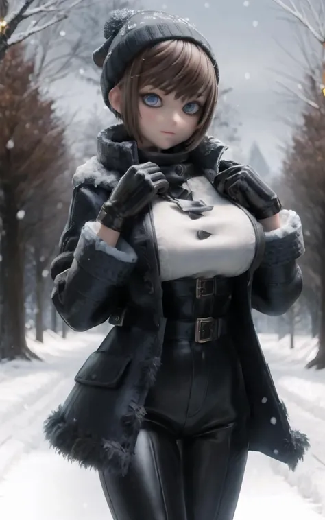 (masterpiece:1.2),best quality, masterpiece, highres, original, extremely detailed wallpaper,
1girl, genderswap \(mtf\), solo, solo focus, cowboy shot, closed mouth, looking at viewer,
<lora:Arnas_Atakiyo_UPGRADE-01:0.8> arnasatakiyo, brown hair, short hair, blue eyes, black winter coat, (large breasts:1.4), black pants, beanie, black gloves, own hands together,
winter clothes, snowing, outdoors, snow, snowflakes,