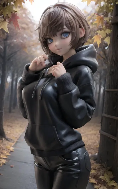 (masterpiece:1.2),best quality, masterpiece, highres, original, extremely detailed wallpaper,
1girl, genderswap \(mtf\), solo, solo focus, cowboy shot, closed mouth, looking at viewer,
<lora:Arnas_Atakiyo_UPGRADE-01:0.8> arnasatakiyo, brown hair, short hair, blue eyes, black hoodie, (large breasts:1.4), black pants, long sleeves, baggy clothes,
autumn leaves, autumn,