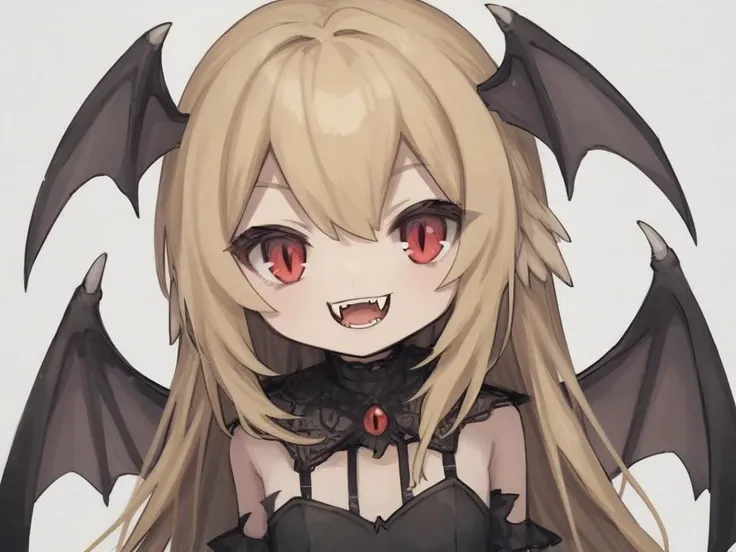 <lora:Neoki_Ohae_Nekos-PonyXL-1024px:1.0>
score_5, score_6,
1girl, solo, long blonde hair, red eyes, smile, open mouth, fangs, head wings, bat wings, black leotard