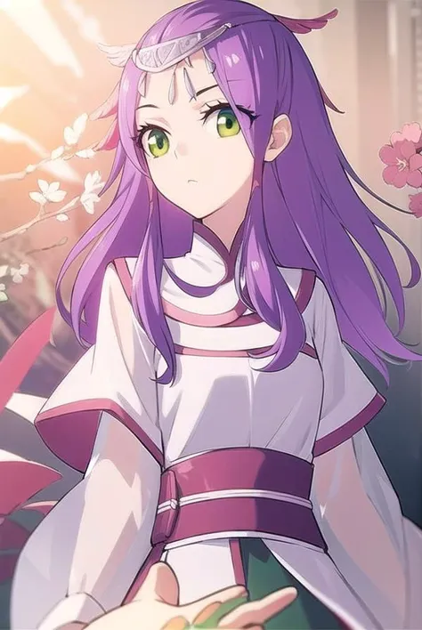 xiaoyixian, <lyco:battlethroughtheheavensxiaoyixian-lyco-nochekaiser:1>,
xiao yi xian, long hair, (green eyes:1.5), purple hair,
BREAK long sleeves, dress, 
BREAK looking at viewer,
BREAK outdoors,
BREAK <lyco:GoodHands-beta2:1>, (masterpiece:1.2), best quality, high resolution, unity 8k wallpaper, (illustration:0.8), (beautiful detailed eyes:1.6), extremely detailed face, perfect lighting, extremely detailed CG, (perfect hands, perfect anatomy),