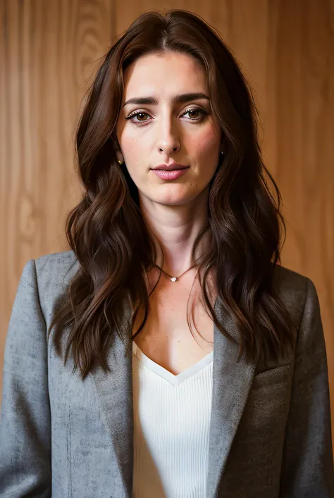 photo of (J3ssKn4p01:0.99), a woman, RAW, close portrait photo, long brown coat, long haircut, pale skin, slim body, (high detailed skin:1.2), 8k uhd, dslr, soft lighting, high quality, film grain, Fujifilm XT3 sharp focus, f 5.6