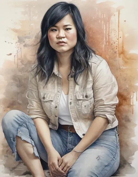 <lora:kmtrstc-000007:1>, kmtrstc as Rose Tico, light natural tones , pencil drawing , watercolor drawing, portrait of a woman, detailed eyes, beautiful , highly detailed, soft color tones, soft lighting, detailed lines, sharp, realistic, brush strokes, light hints of paint drips