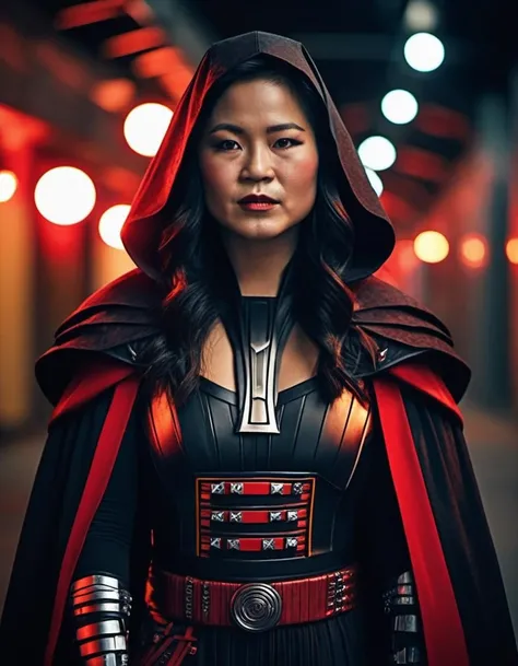 <lora:kmtrstc-000007:1>, cinematic photo professional close up photography of a beautiful kmtrstc , dressed as a Sith Lord, red makeup, Nikon Z9 . 35mm photograph, film, bokeh, professional, 4k, highly detailed