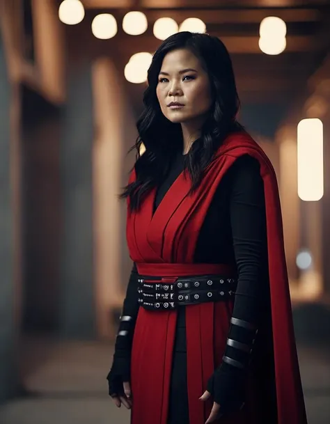 <lora:kmtrstc-000007:1>, cinematic photo professional photography of a beautiful kmtrstc , dressed as a Sith Lord, red makeup, Nikon Z9 . 35mm photograph, film, bokeh, professional, 4k, highly detailed
