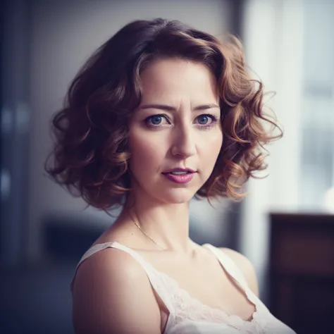 sks woman, (looking at viewer, looking at camera:1.2), full body, full length, (ginger curly hair:1.1), beautiful face, pretty eyes, eyes open, award winning photo, best quality, messy hair, rich colors, hyper realistic, lifelike texture, natural lighting, <lyco:locon_kristenschaal_v1_from_v1_64_32:1.2>