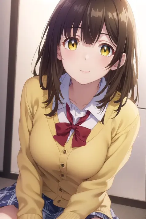 sayuogiwara, <lora:sayu ogiwara s1-lora-nochekaiser:1>,
sayu ogiwara, long hair, bangs, brown hair, (yellow eyes:1.5), smile,
BREAK skirt, shirt, long sleeves, bow, school uniform, white shirt, pleated skirt, socks, collared shirt, bowtie, red bow, sweater, plaid, plaid skirt, cardigan, black socks, red bowtie,
BREAK indoors, classroom,
BREAK looking at viewer, (cowboy shot:1.5),
BREAK <lyco:GoodHands-beta2:1>, (masterpiece:1.2), best quality, high resolution, unity 8k wallpaper, (illustration:0.8), (beautiful detailed eyes:1.6), extremely detailed face, perfect lighting, extremely detailed CG, (perfect hands, perfect anatomy),