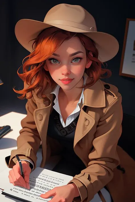 DEN_elua_sg,
(a 1940s private investigator wearing a trench coat and rimmed hat sitting in a drab dank office at the desk using a typewriter, private investigator, 1940s:1.2),
bokeh, f1.4, 40mm, photorealistic, raw, 8k, textured skin, skin pores, intricate details  <lora:epi_noiseoffset2:1>, epiCRealism  <lora:ClothingAdjuster3:-1>