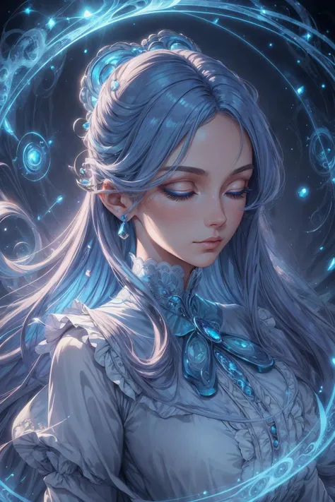 beautiful and detailed illustration, pop art, masterpiece, best quality, ultra-detailed, soft lighting, cinematic shot, vibrant colors, gorgeous colors, <lora:add_detail:0.3>, <lora:stylesqueeze_v2:0.5>,
1 girl, adult (elven:0.7) woman, aquamarine eyes, ginger twin drills hair,
(style-swirlmagic:0.8), solo, half shot, looking at viewer, detailed background, detailed face, (victorian theme:1.1) (closed eyes:1.1), magical third eye , mesmerist, psychic powers, trance, dynamic pose, levitation, mind control, hypnosis, telepathy, psychokinesis, precognition, mesmerizing, aura, concentric blue psychic energy emanating, mysterious lighting, crackling energy in background, ethereal atmosphere,