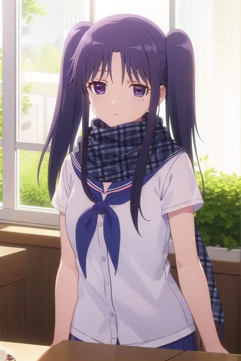 miriyanagiba, <lora:miri yanagiba s1-lora-nochekaiser:1>,
miri yanagiba, long hair, black hair, twintails, (purple eyes:1.1), mole, mole under eye,
BREAK school uniform, serafuku, scarf, blue scarf,
BREAK indoors, restaurant,
BREAK looking at viewer, (cowboy shot:1.5),
BREAK <lyco:GoodHands-beta2:1>, (masterpiece:1.2), best quality, high resolution, unity 8k wallpaper, (illustration:0.8), (beautiful detailed eyes:1.6), extremely detailed face, perfect lighting, extremely detailed CG, (perfect hands, perfect anatomy),