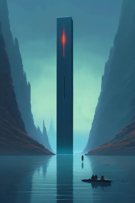 <lora:Christopher Balaskas Style:1>Christopher Balaskas Style - floating alien monolith in a dark abyss, centered, sci-fi in the far future, in the style of Simon Stalenhag and Ralph McQuarrie