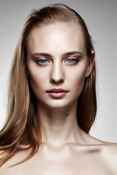 portrait of young sks woman, topless, slick hair, oiled skin, grey background, model pose,
<lora:CR-DeborahAnnWoll-malcolmrey:1.0>