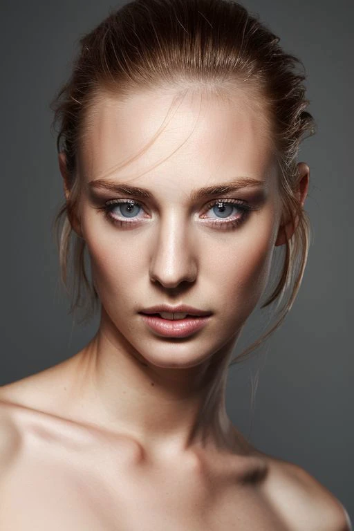 portrait of young sks woman, topless, slick hair, oiled skin, grey background, model pose,
<lora:CR-DeborahAnnWoll-malcolmrey:1.0>