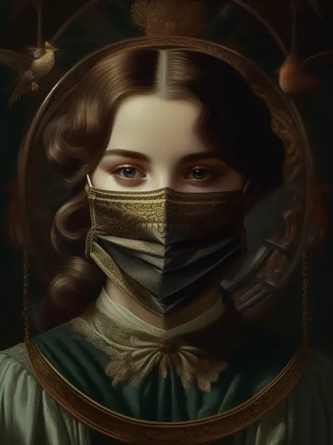 girl,medical mask, victorian era, cinematography, intricately detailed, crafted, meticulous, magnificent,aesthetic