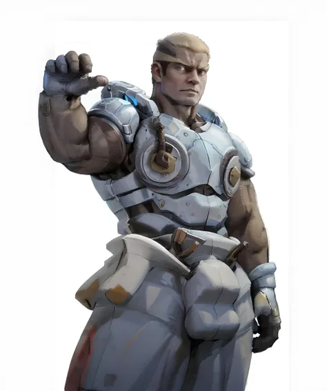 marshal_pokemon, orange eyebrows, orange short hair, dark skin, muscular, (cogarmor2023, armor) <lora:cogarmor2023:1> <lora:Marshal-15:0.8>