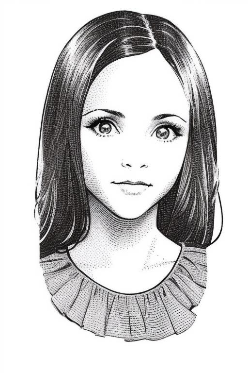 A drawing of a girl with long hair and a collared top - SeaArt AI