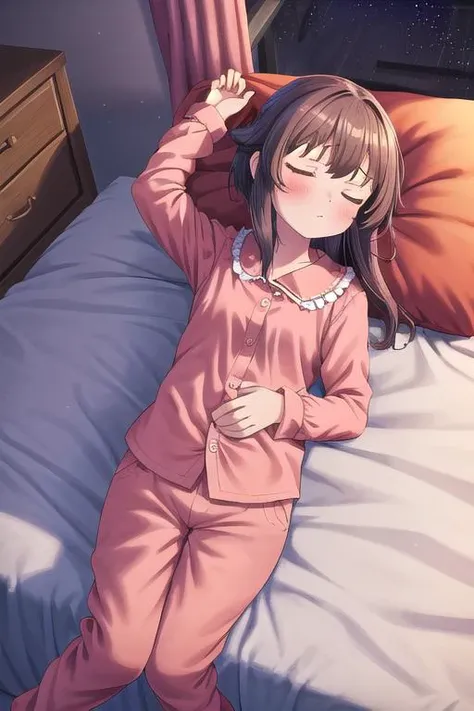 highest quality、Sleeping、bed、Cat ear、Short black hair、pajamas