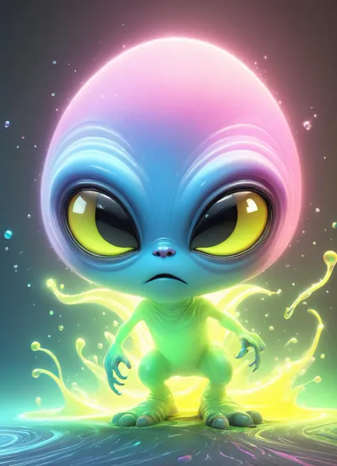 Ombre color scheme of neon pink, neon blue, neon yellow, neon green, neon orange, cinematic still a cartoon character (crazy cute alien), with a frown on his face and a frown on his face, Chris LaBrooy, angry, a digital painting, sots art, photorealistic, octane render, unreal engine, hyper detailed, volumetric lighting, <lora:sss:0.8> <lora:DonMP4ste11F41ryT4l3XL:0.58> DonMP4ste11F41ryT4l3XL <lora:EnvyInkSwirlXL01:0.55> swirling ink, subsurface scattering, Photorealistic, Hyperrealistic, analog style, realistic, film photography, soft lighting, heavy shadow . emotional, harmonious, vignette, highly detailed, high budget, bokeh, cinemascope, moody, epic, gorgeous, film grain, grainy