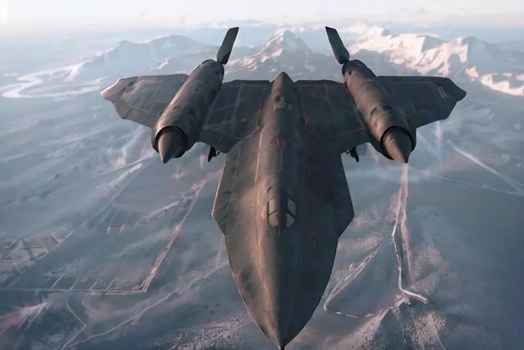 analog gloomy aerial photo of a blackbird stealth plane, <lora:bl4ckb1rd:1>, ((nighttime)), (orbit of earth), snowy mountains down below, High Detail, Sharp focus, (photorealism), realistic, best quality, 8k, award winning, dramatic lighting, epic, cinematic, masterpiece, rim light, action movie, war, depth of field, dutch angle,