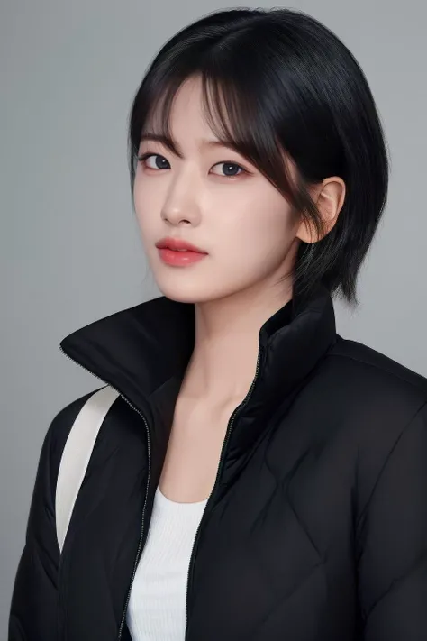 (((sexy crop dark blue flight attendant uniform with heels))) (((half body three girl foto))), detailed skin, ((asia white skin color)), detailed skin, big breasts, slim body, gigantic breasts, Slim Waist, 4K resolution,((pursed lips)) (((short hair BLACK wavy bangs thick hairstyle))) ((white skin)) ((extremely detailed face)) ((extremely detailed eyes)) (((sexy body pose))) ((outdoor background at luxury plane, passangers etc)) (((looked on camera))) look camera, ((sixpack woman)) ((model posture)), face extremely detailed, full body color photo of a 22 y.o girl, beautiful face, beautiful eyes, ((skin details, high texture)), hand fix, finger fix, nails fix, realistic hand wrinkles, realistic eyes, octane render, simetris eyes.