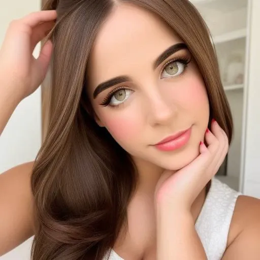 1girl,pyuuki, brown hair, best quality, cuban,cute,looking at viewer,gorgeous female, beauty,shiny skin,porous skin texture,