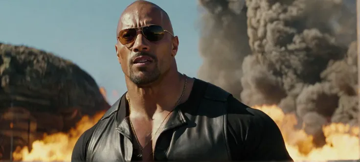 A cinematic film still of a 

An epic cinematic film still of Dwayne Johnson in the movie Blade