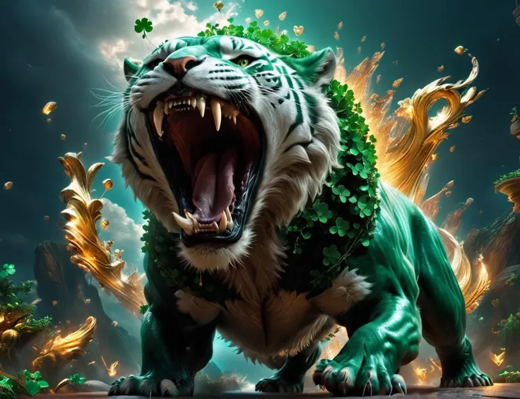 Animal Roaring,betmd,masterpiece,epic,cinematic,Clovers,epic,16k,(photoreal,realistic),fantasy,<lora:betmd2:1>,trending,daylight