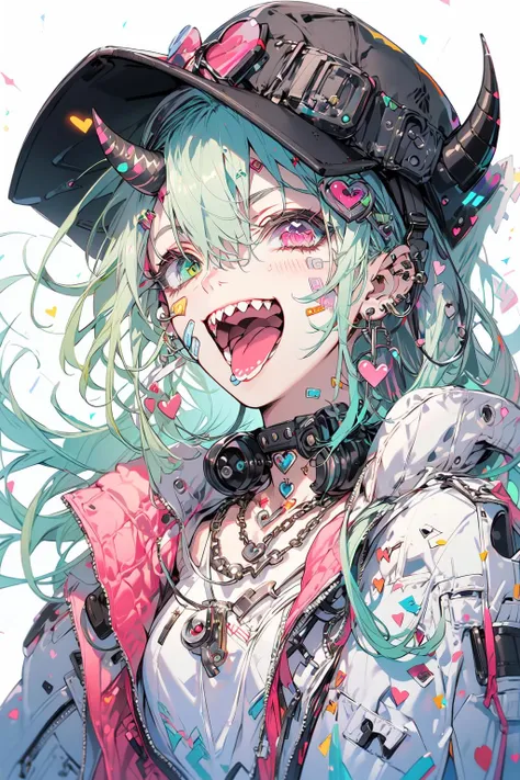 (masterpiece:1.2), best quality,PIXIV,Rebellious girl,portrait, 
1girl, tongue, solo, tongue out, teeth, open mouth, jewelry, earrings, blue hair, piercing, looking at viewer, tongue piercing, sharp teeth, pink eyes, hair between eyes, ear piercing, long hair, bangs, hair ornament, bare shoulders
 <lora:Rebellious girl_20230813171407:1>