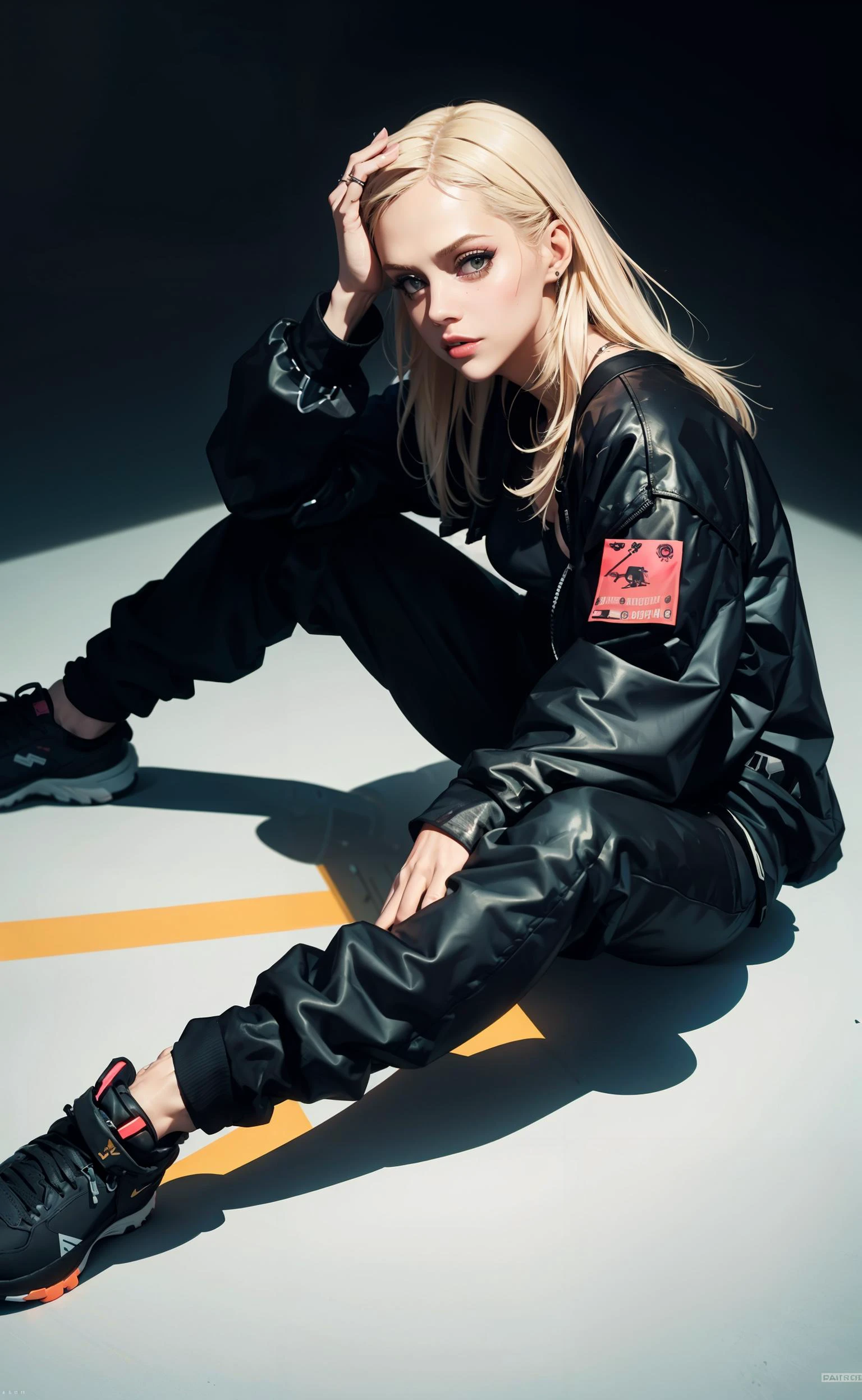 anime, masterpiece, solo, best quality, brit, long hair, platinum blonde hair, Streetwear outfit, cyberpunk 2077, futuristic city, night <lora:Brittany_Murphy:0.6>, <lora:clothesUpdate:0.2>