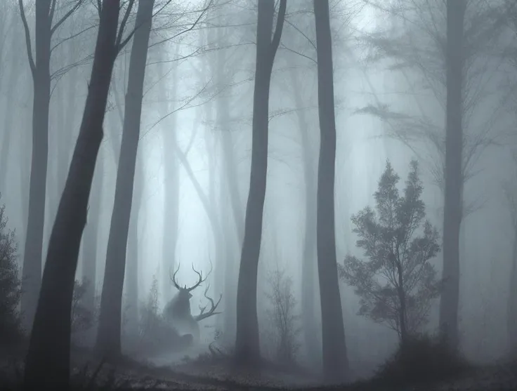 (dark shot:1.4), 80mm, deathia, (blurry:1.3), a black and white photo of a demon in the woods, animated film still, smaug, blue glowing eyes, dark forest shrouded in mist, the wolf howls at the moon, creeping forward, beds of shadows, dimmed, night, <lora:deathia_yiu_v10:0.7>, soft light, sharp, exposure blend, medium shot, bokeh, (hdr:1.4), high contrast, (cinematic, teal and orange:0.85), (muted colors, dim colors, soothing tones:1.3), low saturation, (hyperdetailed:1.2), (noir:0.4)