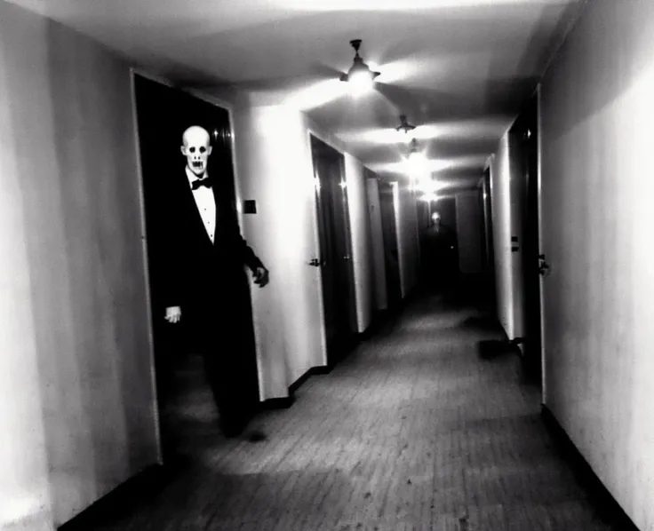 (night, dimmed, dark:1.4), scary, horror, flashlight, arafed slender man in a dark hallway with a light shining on it, concept art by Jan Konopek, trending on deviantart, photorealism, the creature in the basement, in dark corridor, in a dark corridor, <lora:Deathia_yiu_v20:0.7>