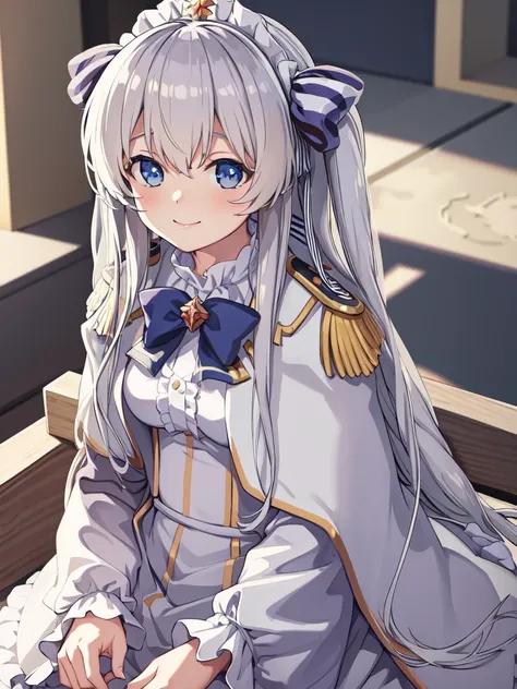 masterpiece, best quality, highres, 1girl, celia claire, white capelet, light smile, upper body,focus on faace,<lora:celiaClaireSeireiGensouki_whiteCapelet:1>