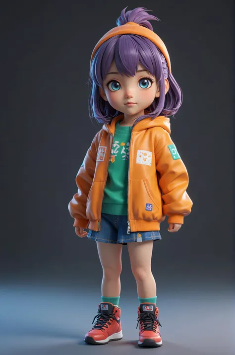 4D photographic image of a full-body image of a sweet tiny anime character with realistic, vivid colors. Rendered in Octane and trending on ArtStation. It features artistic photography, photorealistic concept art, harsh artificial strobe lighting, UHD resolution, and no background.