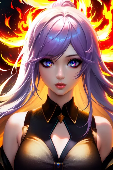 sakistyle, 1girl, highly detailed, absurd res, perfect image, (flame_surge_style:0.8)