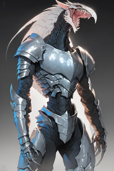 animalistic creature, long sharp head, steel armor,  <lora:KSF:1>, zPDXL