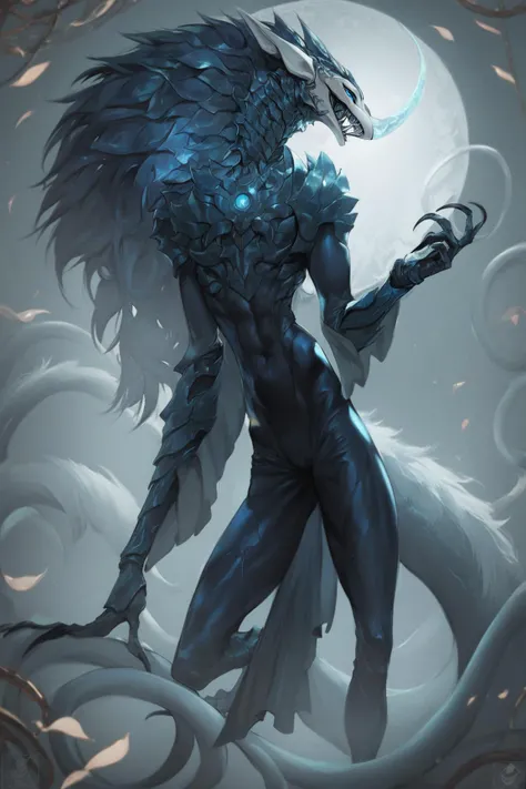 animalistic creature, long cat like head, body made of steel, long tail with sharp tip  <lora:KSF:1>, zPDXL