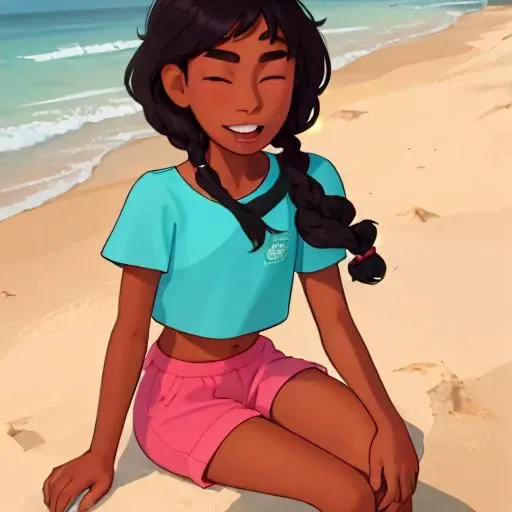 AS-YoungV2, high quality, high detail, image of 12yo <lora:Connie:0.8> wearing a bikini at the beach, shiny skin, desi, indian