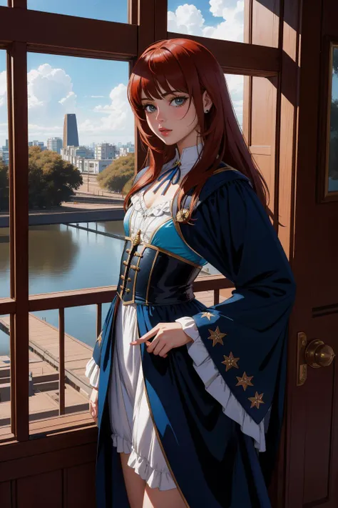 1girl, vibrant Cosplay Photograph, exquisite, landscape of a ([Valley:Buenos Aires:3]:1.3) from inside of a Lake House, it is very Vintage and Exquisite, Small woods and Planet Uranus in background, at Overcast, Satisfying, Geometric Abstract Art, spotlit, Cinematic, Hasselblad, Selective focus, Amaro, nightmare fuel, Film grain, Concept Art World, lots of details, (stylized by Jan Ditlev:0.9) , (William Oxer:0.8) , (Philip Pearlstein:0.9) , gritty