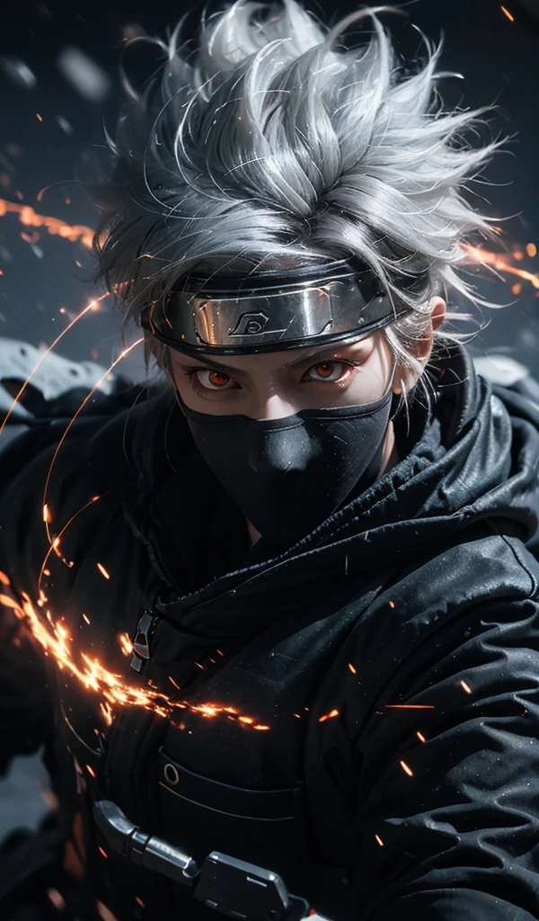 (dramatic, gritty, intense:1.4),masterpiece, best quality, 8k, insane details, intricate details, hyperdetailed, hyper quality, high detail, ultra detailed, Masterpiece,upper body, close-up,(imid shot,macro shot:1.25),(red eyes:1.5),(white hair:1.2),1boy,
Kakashi Hatake in Naruto, holographic reality, holographic halo, motion blur, game light effect, rim light, soft light, movie rim light, delicate light, cyberpunk style, oil painting texture, full length shot, 3D artist, detailed, futuristic, lightning, <lora:Kakashi Hatake_20230802113200:0.8>