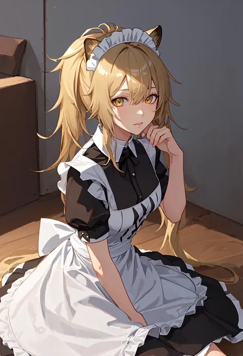 best quality, masterpiece, highres, solo, (siege_arknights:1.10), (maid:1.40), (long maid dress:1.15), 21 <lora:siege_arknights:0.80>