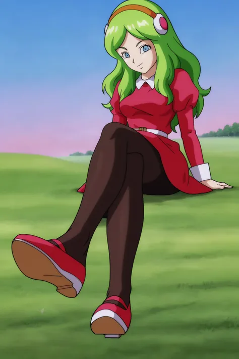 source_anime, score_9, score_8_up, score_7_up, anime screencap,
brianne, 1girl, solo, long hair, looking at viewer, smile, blue eyes, green hair, long sleeves, dress, medium breasts, juliet sleeves, sitting, green hair, mary janes, puffy sleeves, legs, black pantyhose, field, grass, crossed legs, outstretched arm, arm at side, red dress, red_footwear, sleeve_cuffs, shoe soles, white collar, white belt, foot focus, blue sky, sun,
<lora:brianne_pony_v1:0.8>