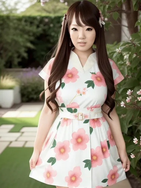 itomiTanaka768, wearing a Floral print cotton dress gen-z style, garden, photography, trending on artstation, sharp focus, studio photo, intricate details, highly detailed, by greg rutkowski <lora:HitomiTanaka768:0.7>