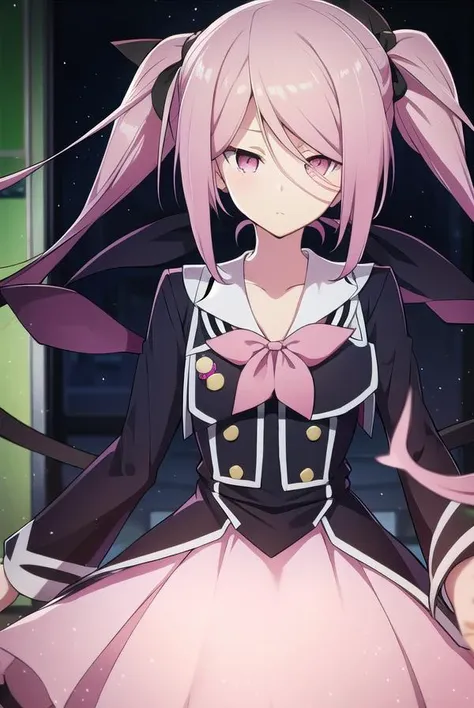 senriminamisawa, <lyco:senriminamisawa-LYCORIStest:1>,
senri minamisawa, long hair, ribbon, twintails, pink hair, low twintails, (pink eyes:1.5),
BREAK long sleeves, dress, bow, ribbon, school uniform, shoes, socks, bowtie, sailor collar, black footwear, black dress, red bow, short dress, white socks, red bowtie, 
BREAK looking at viewer, hands behind head,
BREAK indoors, classroom,
BREAK <lora:GoodHands-vanilla:1>, (masterpiece:1.2), best quality, high resolution, unity 8k wallpaper, (illustration:0.8), (beautiful detailed eyes:1.6), extremely detailed face, perfect lighting, extremely detailed CG, (perfect hands, perfect anatomy),