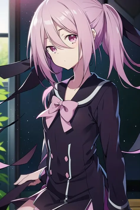 senriminamisawa, <lyco:senriminamisawa-LYCORIStest:1>,
senri minamisawa, long hair, ribbon, twintails, pink hair, low twintails, (pink eyes:1.5),
BREAK long sleeves, dress, bow, ribbon, school uniform, shoes, socks, bowtie, sailor collar, black footwear, black dress, red bow, short dress, white socks, red bowtie,
BREAK looking at viewer, hands behind head,
BREAK indoors, classroom,
BREAK <lora:GoodHands-vanilla:1>, (masterpiece:1.2), best quality, high resolution, unity 8k wallpaper, (illustration:0.8), (beautiful detailed eyes:1.6), extremely detailed face, perfect lighting, extremely detailed CG, (perfect hands, perfect anatomy),