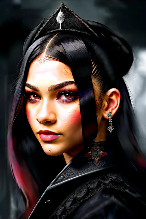 A stunning intricate full color portrait of zenday1, wearing a wicked queen outfit, epic character composition, by ilya kuvshinov, alessio albi, nina masic, sharp focus, natural lighting, subsurface scattering, f2, 35mm